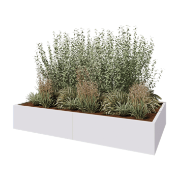 Steel planter XXL - Rectangle - 240 x 120 x 40 cm - RAL9005 matt (white) - Without bottom plate