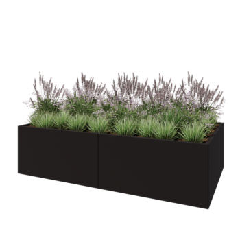 Steel planter XXL - Rectangle - 240 x 120 x 60 cm - RAL9005 matt (black) - Without bottom plate