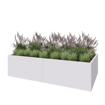 Steel planter XXL - Rectangle - 240 x 120 x 60 cm - RAL9005 matt (white) - Without bottom plate