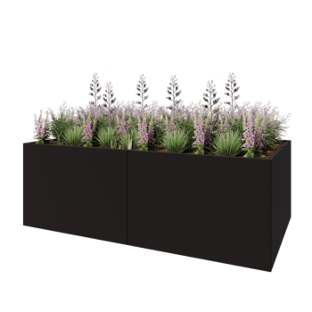 Steel planter XXL - Rectangle - 240 x 120 x 80 cm - RAL9005 matt (black) - Without bottom plate