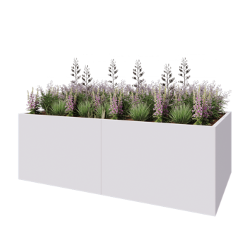 Steel planter XXL - Rectangle - 240 x 120 x 80 cm - RAL9005 matt (white) - Without bottom plate