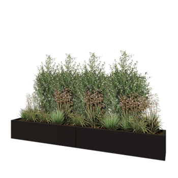 Steel planter XXL - Rectangle - 240 x 30 x 30 cm - RAL9005 matt (black) - With bottom plate