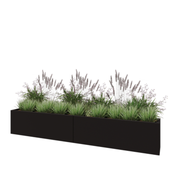 Steel planter XXL - Rectangle - 240 x 30 x 40 cm - RAL9005 matt (black) - Without bottom plate