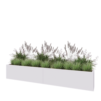 Steel planter XXL - Rectangle - 240 x 30 x 40 cm - RAL9005 matt (white) - With bottom plate