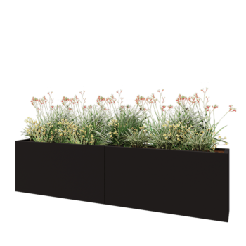 Steel planter XXL - Rectangle - 240 x 30 x 60 cm - RAL9005 matt (black) - Without bottom plate