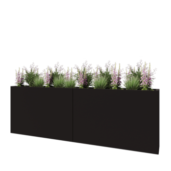 Steel planter XXL - Rectangle - 240 x 30 x 80 cm - RAL9005 matt (black) - Without bottom plate