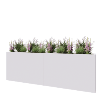 Steel planter XXL - Rectangle - 240 x 30 x 80 cm - RAL9005 matt (white) - With bottom plate