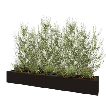 Steel planter XXL - Rectangle - 240 x 40 x 30 cm - RAL9005 matt (black) - Without bottom plate