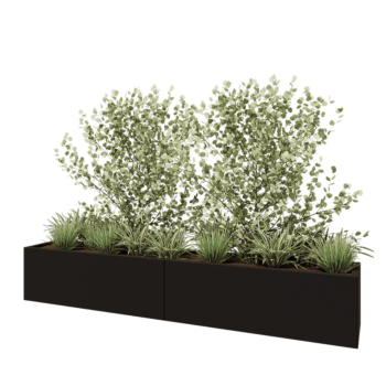 Steel planter XXL - Rectangle - 240 x 40 x 40 cm - RAL9005 matt (black) - Without bottom plate