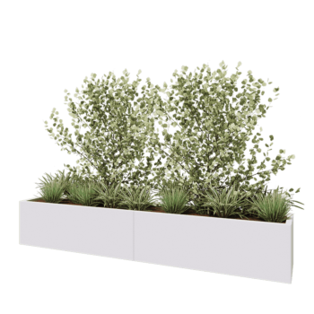 Steel planter XXL - Rectangle - 240 x 40 x 40 cm - RAL9005 matt (white) - Without bottom plate