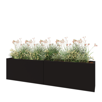 Steel planter XXL - Rectangle - 240 x 40 x 60 cm - RAL9005 matt (black) - With bottom plate