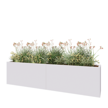Steel planter XXL - Rectangle - 240 x 40 x 60 cm - RAL9005 matt (white) - Without bottom plate