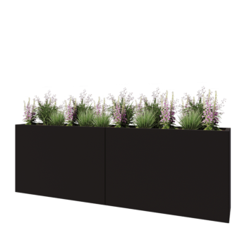 Steel planter XXL - Rectangle - 240 x 40 x 80 cm - RAL9005 matt (black) - Without bottom plate