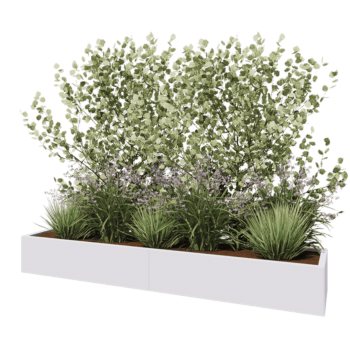 Steel planter XXL - Rectangle - 240 x 50 x 30 cm - RAL9005 matt (white) - With bottom plate