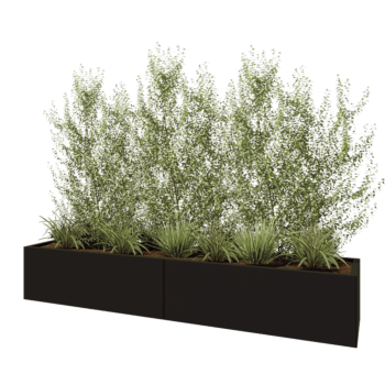 Steel planter XXL - Rectangle - 240 x 50 x 40 cm - RAL9005 matt (black) - Without bottom plate