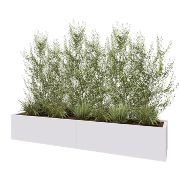 Steel planter XXL - Rectangle - 240 x 50 x 40 cm - RAL9005 matt (white) - With bottom plate