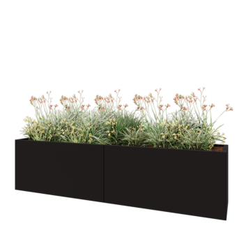 Steel planter XXL - Rectangle - 240 x 50 x 60 cm - RAL9005 matt (black) - With bottom plate