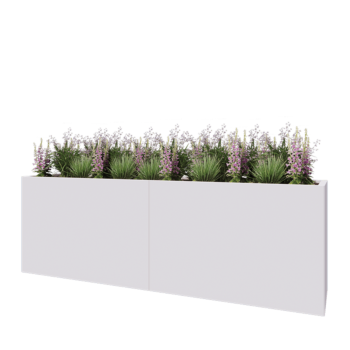 Steel planter XXL - Rectangle - 240 x 50 x 80 cm - RAL9005 matt (white) - With bottom plate