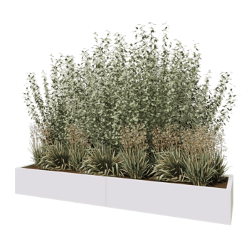 Steel planter XXL - Rectangle - 240 x 60 x 30 cm - RAL9005 matt (white) - With bottom plate
