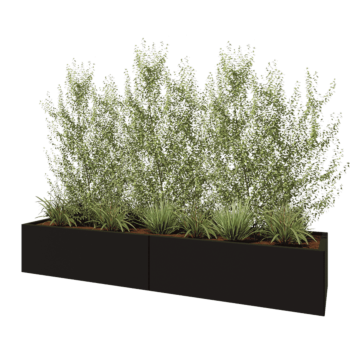 Steel planter XXL - Rectangle - 240 x 60 x 40 cm - RAL9005 matt (black) - With bottom plate