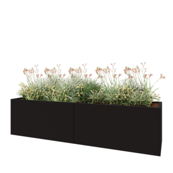 Steel planter XXL - Rectangle - 240 x 60 x 60 cm - RAL9005 matt (black) - With bottom plate