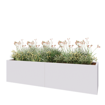 Steel planter XXL - Rectangle - 240 x 60 x 60 cm - RAL9005 matt (white) - With bottom plate