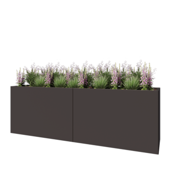 Steel planter XXL - Rectangle - 240 x 60 x 80 cm - RAL7016 matt (anthracite grey) - With bottom plate