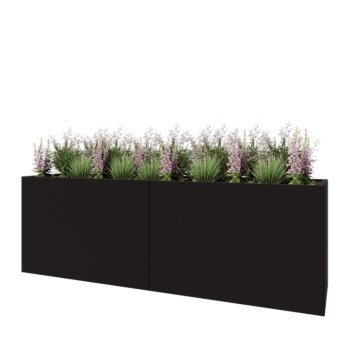 Steel planter XXL - Rectangle - 240 x 60 x 80 cm - RAL9005 matt (black) - Without bottom plate