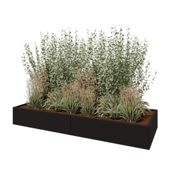 Steel planter XXL - Rectangle - 240 x 80 x 30 cm - RAL9005 matt (black) - Without bottom plate