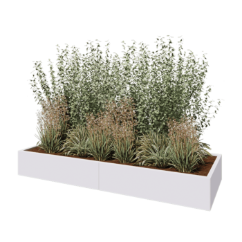 Steel planter XXL - Rectangle - 240 x 80 x 30 cm - RAL9005 matt (white) - With bottom plate