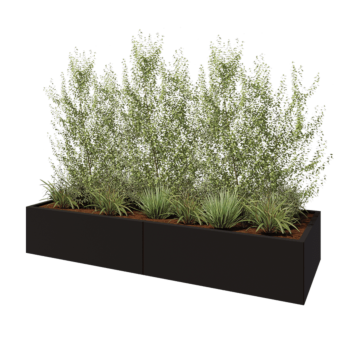 Steel planter XXL - Rectangle - 240 x 80 x 40 cm - RAL9005 matt (black) - With bottom plate