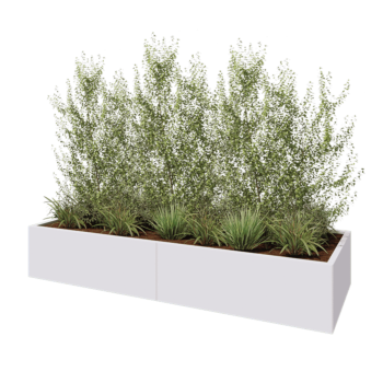 Steel planter XXL - Rectangle - 240 x 80 x 40 cm - RAL9005 matt (white) - Without bottom plate