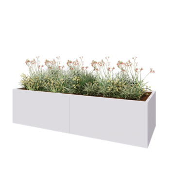 Steel planter XXL - Rectangle - 240 x 80 x 60 cm - RAL9005 matt (white) - Without bottom plate