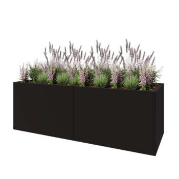 Steel planter XXL - Rectangle - 240 x 80 x 80 cm - RAL9005 matt (black) - With bottom plate