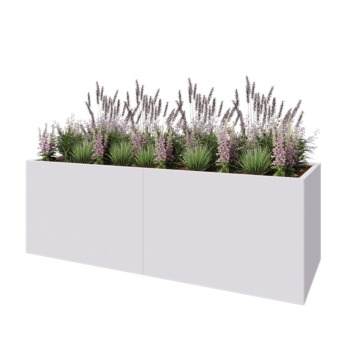 Steel planter XXL - Rectangle - 240 x 80 x 80 cm - RAL9005 matt (white) - With bottom plate