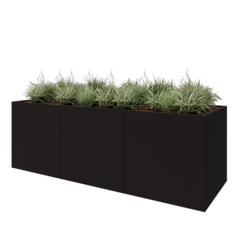 Steel planter XXL - Rectangle - 300 x 100 x 100 cm - RAL9005 matt (black) - Without bottom plate