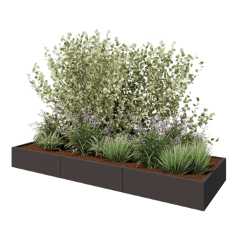 Steel planter XXL - Rectangle - 300 x 100 x 30 cm - RAL7016 matt (anthracite grey) - Without bottom plate
