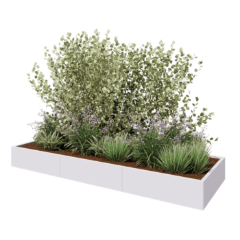 Steel planter XXL - Rectangle - 300 x 100 x 30 cm - RAL9005 matt (white) - Without bottom plate