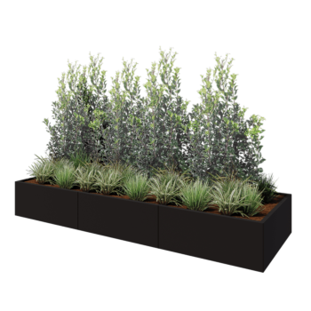 Steel planter XXL - Rectangle - 300 x 100 x 40 cm - RAL9005 matt (black) - Without bottom plate