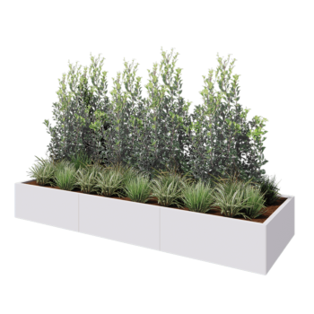 Steel planter XXL - Rectangle - 300 x 100 x 40 cm - RAL9005 matt (white) - Without bottom plate