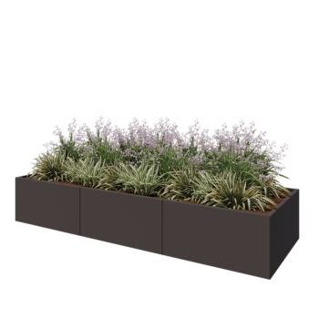 Steel planter XXL - Rectangle - 300 x 100 x 50 cm - RAL7016 matt (anthracite grey) - With bottom plate