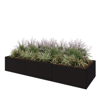 Steel planter XXL - Rectangle - 300 x 100 x 50 cm - RAL9005 matt (black) - Without bottom plate
