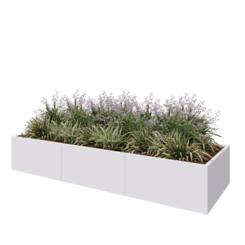 Steel planter XXL - Rectangle - 300 x 100 x 50 cm - RAL9005 matt (white) - Without bottom plate
