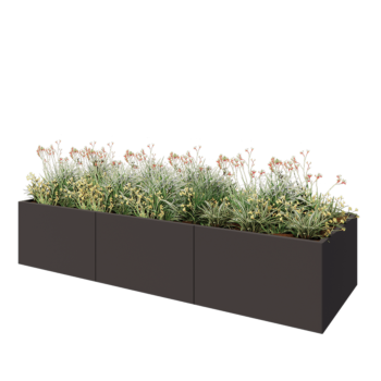 Steel planter XXL - Rectangle - 300 x 100 x 60 cm - RAL7016 matt (anthracite grey) - With bottom plate