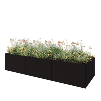 Steel planter XXL - Rectangle - 300 x 100 x 60 cm - RAL9005 matt (black) - Without bottom plate