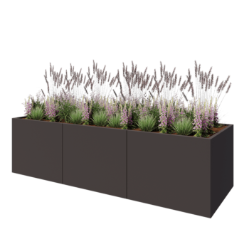 Steel planter XXL - Rectangle - 300 x 100 x 80 cm - Other RAL colour - With bottom plate