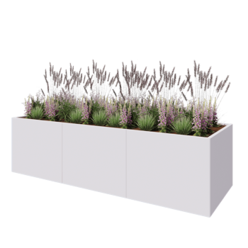Steel planter XXL - Rectangle - 300 x 100 x 80 cm - RAL9005 matt (white) - Without bottom plate
