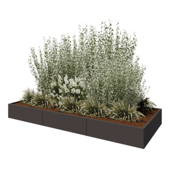 Steel planter XXL - Rectangle - 300 x 120 x 30 cm - RAL7016 matt (anthracite grey) - With bottom plate