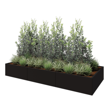 Steel planter XXL - Rectangle - 300 x 120 x 40 cm - RAL9005 matt (black) - Without bottom plate