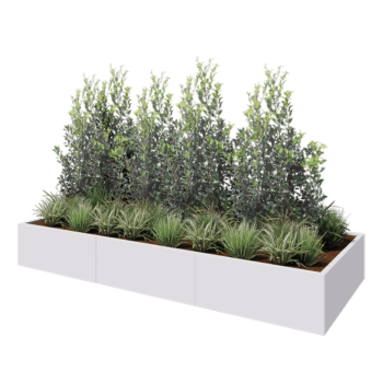 Steel planter XXL - Rectangle - 300 x 120 x 40 cm - RAL9005 matt (white) - Without bottom plate